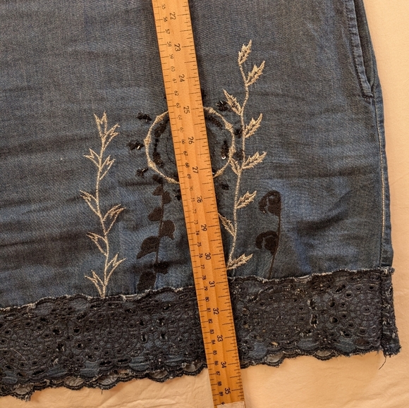 7.Desigual Denim Mini Dress with Pink and Black Embroidery - Picture 5 of 6